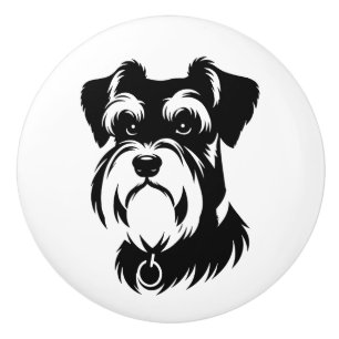 Minimale Schnauzer-Hund-Silhouette-Icon Keramikknauf