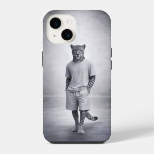 Minimale Schneeleoparden-Streetwear-Illustration iPhone 14 Hülle