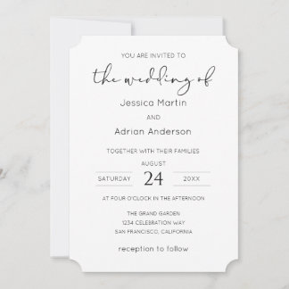 Minimale Schreibschrift-Hochzeit Einladung
