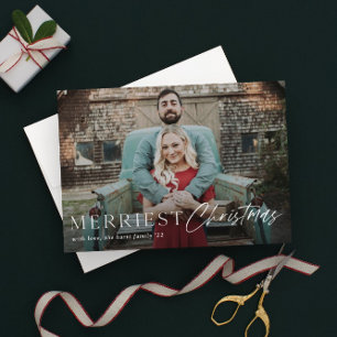 Minimale Schrift Fröhlichste Weihnachts Foto Feier Karte