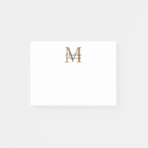 Minimale Schrift Kalligrafie Gold Monogramm Weiß Post-it Klebezettel