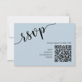 Minimale Schrift QR-Code Hellblau RSVP Karte