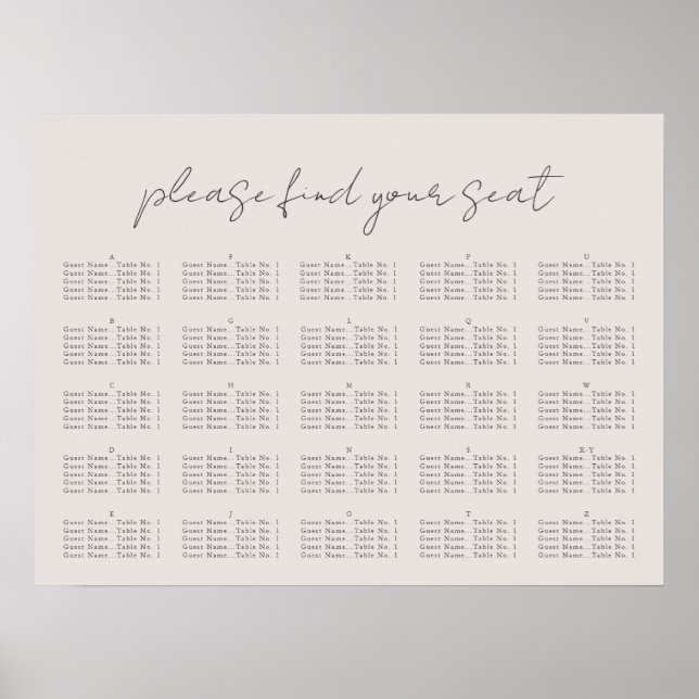 Minimale Schrift, Sitzdiagramm Poster (Vorne)