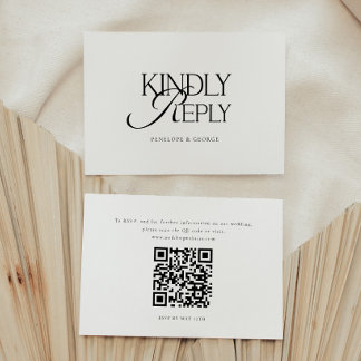 Minimale Schriftart "Bitte antworten" Hochzeits-QR RSVP Karte