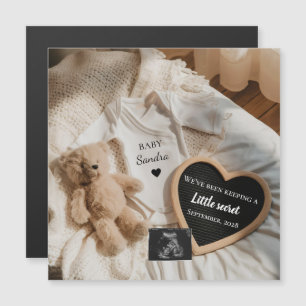 Minimale Schwangerschaftsankündigung mit Teddy Bär Magnetkarte