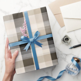 Minimale Schwarz Beige Fein Kariert Sand Karomuste Geschenkpapier