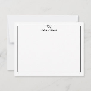 Minimale Schwarz-Formal-Klassik-Monogramm-Familie Mitteilungskarte