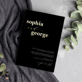 Minimale Schwarz-Gold-Foil-Hochzeit Folieneinladung