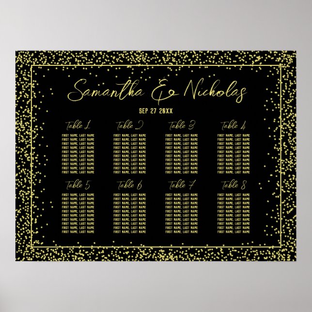 Minimale Schwarz-Gold-Hochzeitskarte Poster (Vorne)