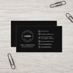 Minimale Schwarz-Logo-Beruflich Visitenkarte
