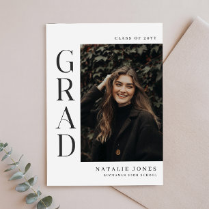 Minimale Schwarz-Weiß-Abschluss-Dankeschön-Fotogra Postkarte