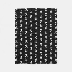 Minimale Schwarz-Weiß-Doggy Schädel und Kreuze Fleecedecke