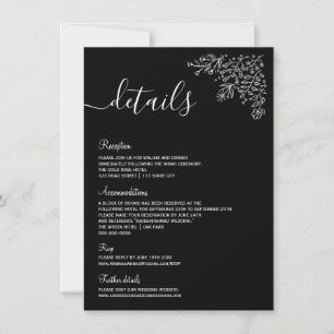 Minimale Schwarz & Weiß Floral Islamische Nikah De Einladung