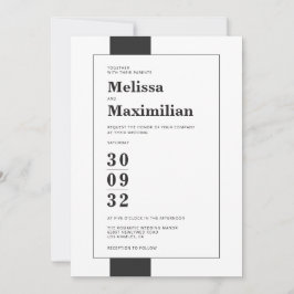 Minimale Schwarz-Weiß-Foto-Hochzeit Einladung