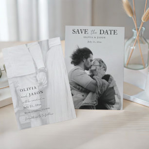 Minimale Schwarz-Weiß-Foto-Hochzeit – Rettet das D Save The Date