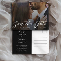 Minimale Schwarz-Weiß-Foto-Save-the-Date-Hochzeit 