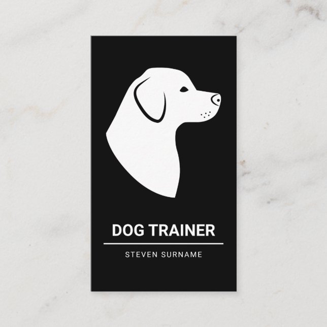 Minimale Schwarz-Weiß-Hunde-Silhouette - Hundetrai Visitenkarte (Vorderseite)