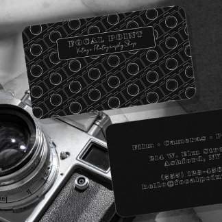 Minimale Schwarz-Weiß-Kamera-Muster-Fotografie Visitenkarte
