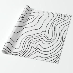 Minimale Schwarz & Weiß Linie Kunst Modernes Desi Geschenkpapier