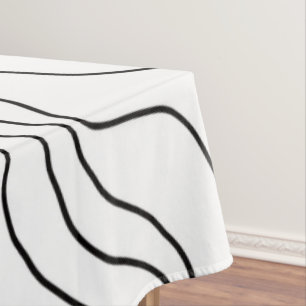Minimale Schwarz & Weiß Linie Kunst Modernes Desi Tischdecke