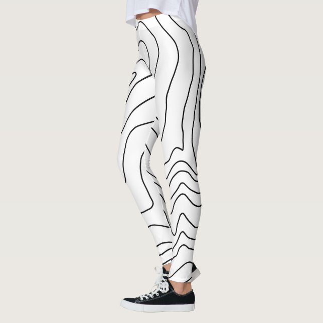 Minimale Schwarz & Weiß Linie Kunst Modernes Desig Leggings (Links)