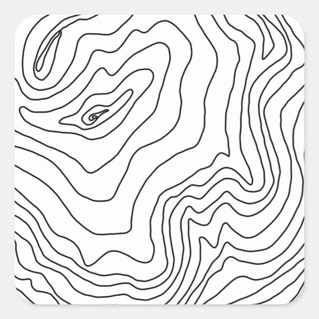 Minimale Schwarz & Weiß Linie Kunst Modernes Desig Quadratischer Aufkleber (Vorderseite)