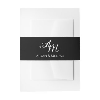 Minimale Schwarz-Weiß-Monogramm-Hochzeit Einladungsbanderole