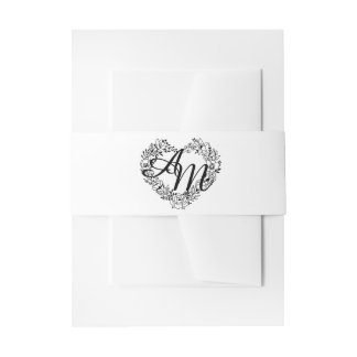 Minimale Schwarz-Weiß-Monogramm-Hochzeit Einladungsbanderole