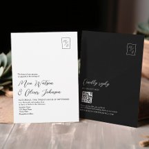 Minimale Schwarz-Weiß-Monogramm-Hochzeits-QR-Code