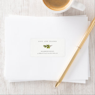 Minimale Schwarz-Weiß-Pine-Branch-Adresse Adressaufkleber