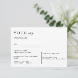 Minimale Schwarz-Weiß-Schriftzeichen-Hochzeit RSVP Karte