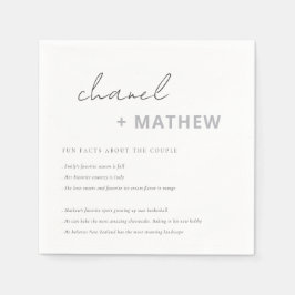 Minimale Schwarz-Weiß-Script-Typografie Spaß-Fakte Serviette