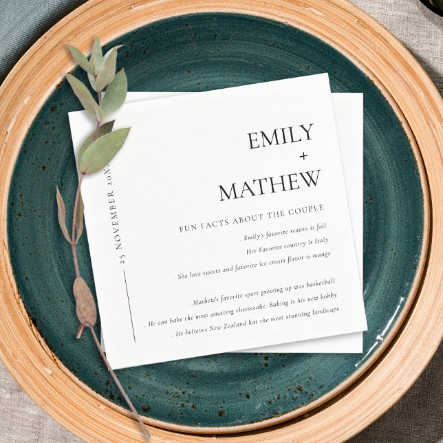 Minimale Schwarz-Weiß-Typografie-Fun-Fakten Serviette (Von Creator hochgeladen)