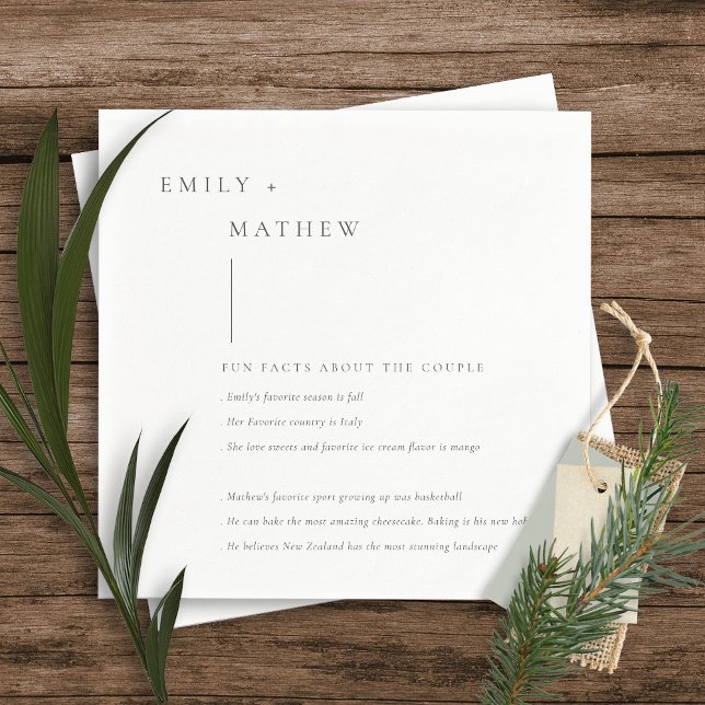 Minimale Schwarz-Weiß-Typografie-Fun-Fakten Serviette (Von Creator hochgeladen)