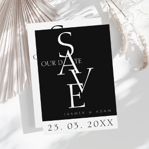 Minimale Schwarz-Weiß-Typografie-Hochzeit Save The Date