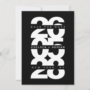 Minimale Schwarz-weiße Bold Typografy Wedding Save The Date