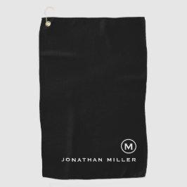 Minimale Schwarz-weiße Classic Monogramm Golfhandtuch