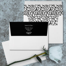 Minimale Schwarz-weiße Foliage Hochzeit speichern