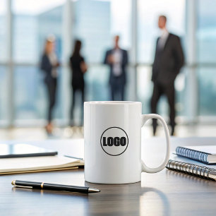 Minimale Schwarz-weiße Markenbezeichnung für Busin Kaffeetasse