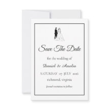 Minimale Schwarz-Weiße Save-The-Date-Karte