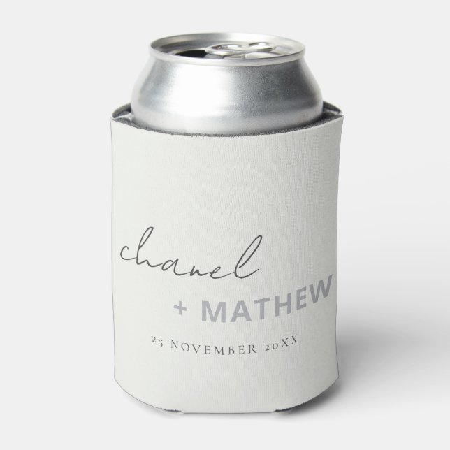 Minimale Schwarz-weiße Script Typografy Wedding Dosenkühler (Kanne Vorderseite)