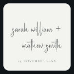 Minimale Schwarz-weiße Script Typografy Wedding Quadratischer Aufkleber<br><div class="desc">Wenn Sie weitere Anpassungen benötigen,  schreiben Sie mir bitte an yellowfebstudio@gmail.com.</div>
