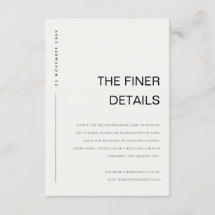 MINIMALE SCHWARZ WEISSE TYPOGRAFIE HOCHZEITSDETAIL BEGLEITKARTE