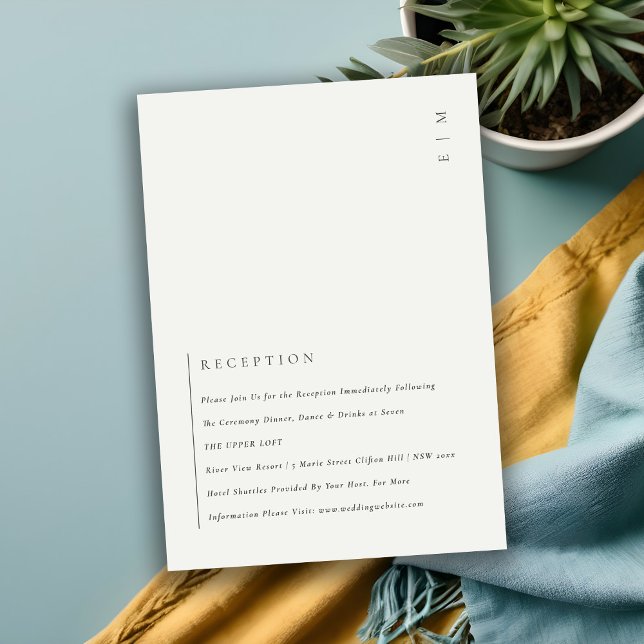 Minimale Schwarz-weiße Typografie-Hochzeitsempfehl Begleitkarte (Von Creator hochgeladen)