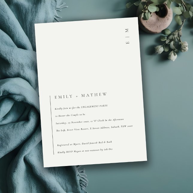 Minimale Schwarz-weiße Typografie-Verlobung einlad Dankeskarte (Von Creator hochgeladen)