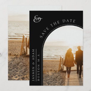 Minimale Schwarze Architektur-Foto-Hochzeitseinlad Save The Date