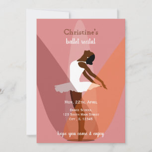 Minimale schwarze Ballerina-Illustration Tanzrezit Einladung