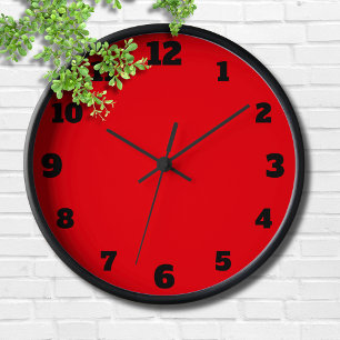 Minimale schwarze große Zahlen   Minimal Red Uhr