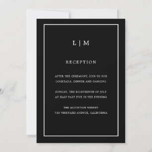 Minimale Schwarze Monogramm Einfache Elegante Hoch Einladung