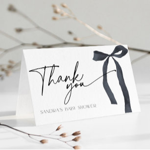 Minimale schwarze Schleife Coquette Baby Shower Dankeskarte